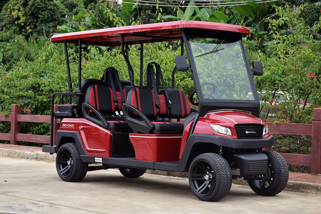 Bradenton Beach Golf Cart Rentals - 6 Seat Maroon